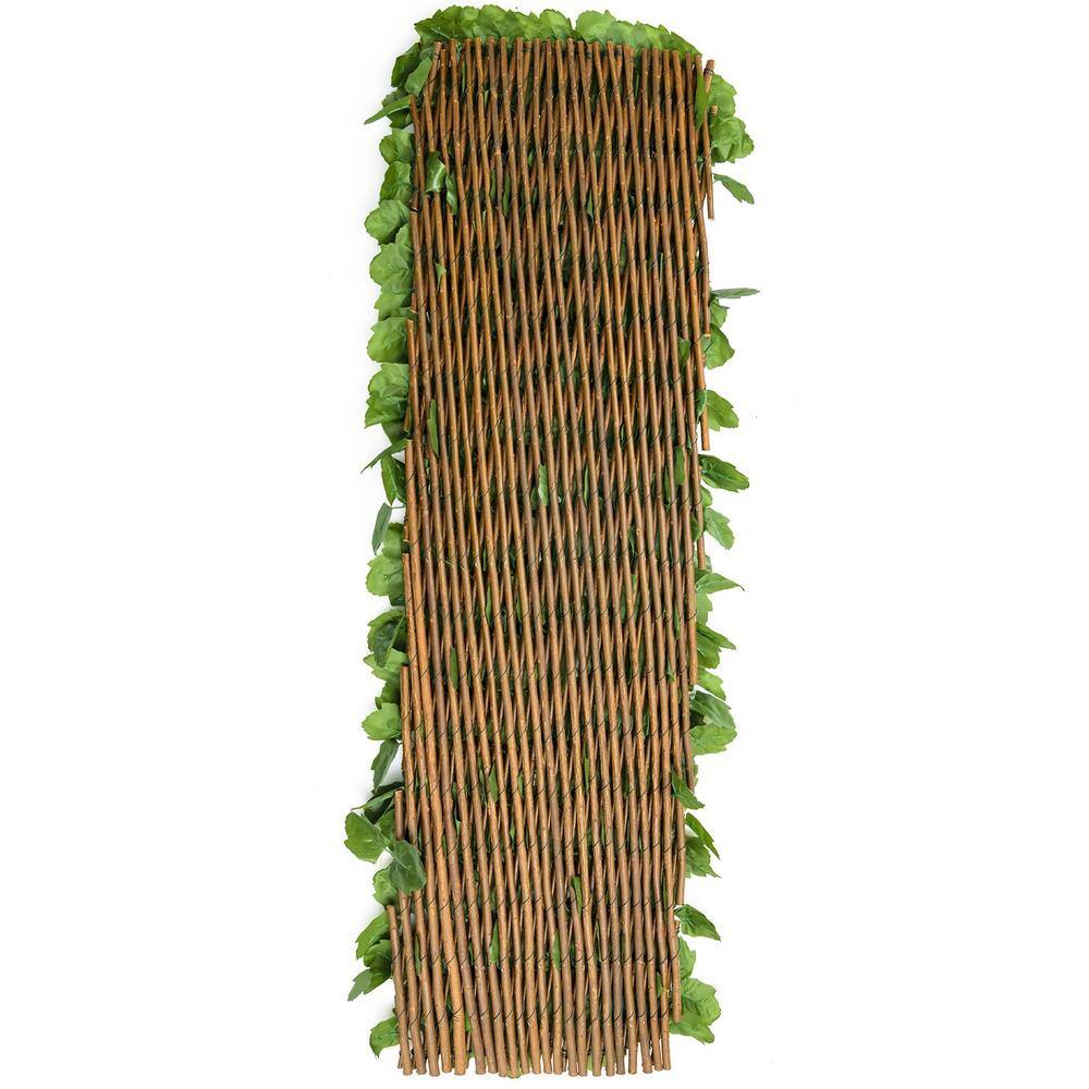 WELLFOR 31 in. Plastic Garden Fence Green Artificial Ivy Fence Screen (Set of 3) OP-HWY-70780