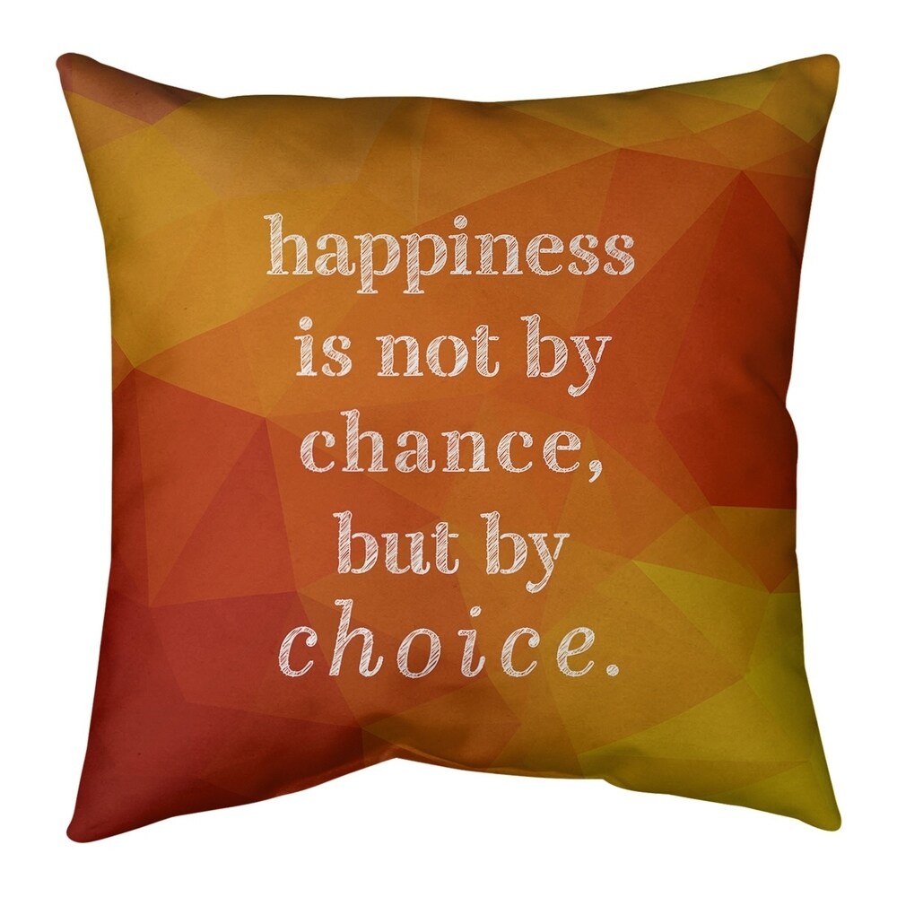 Quotes Faux Gemstone Happiness Inspirational Quote Pillow (w/Rmv Insert) Spun Poly