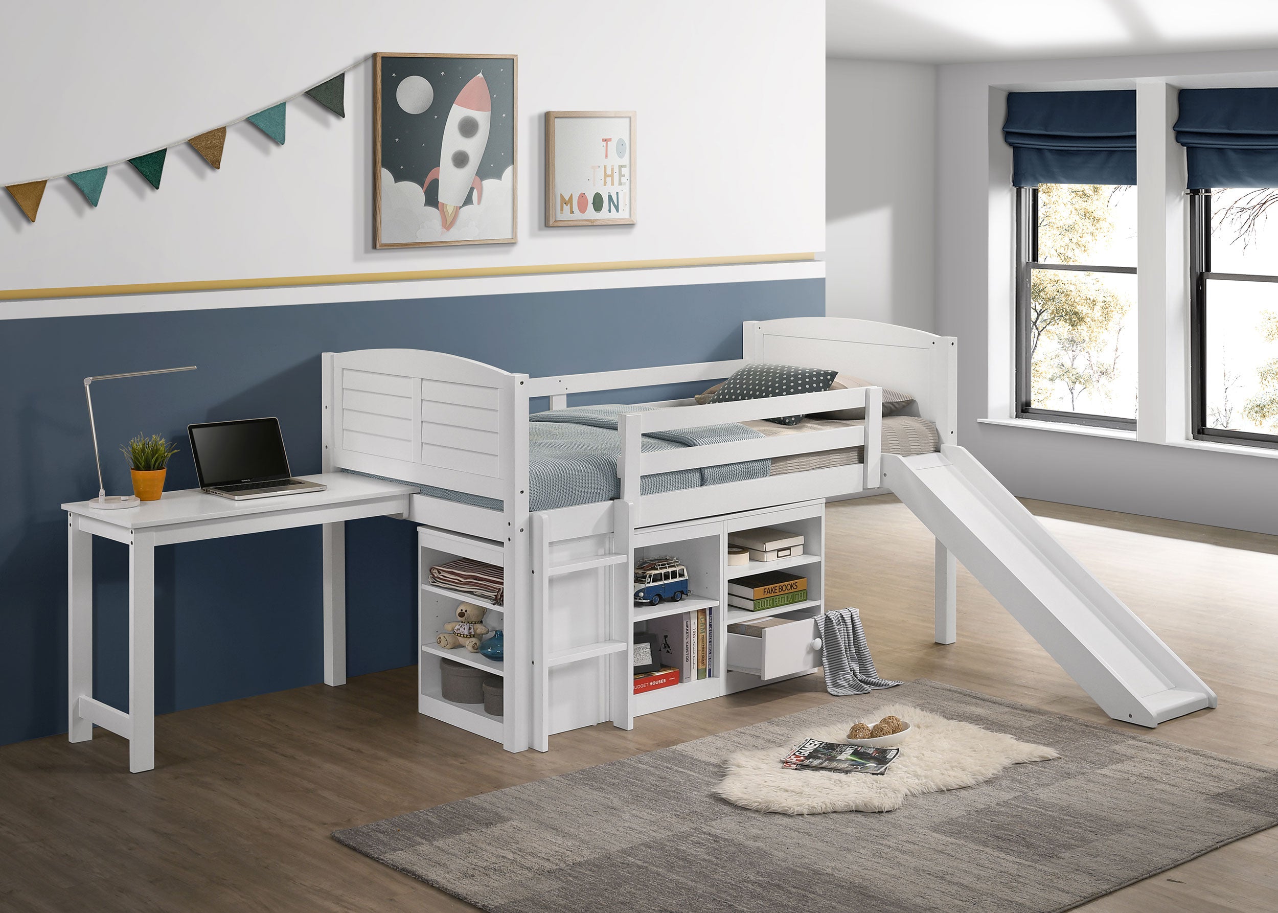 Millie Twin Workstation Loft Bed White-400330T