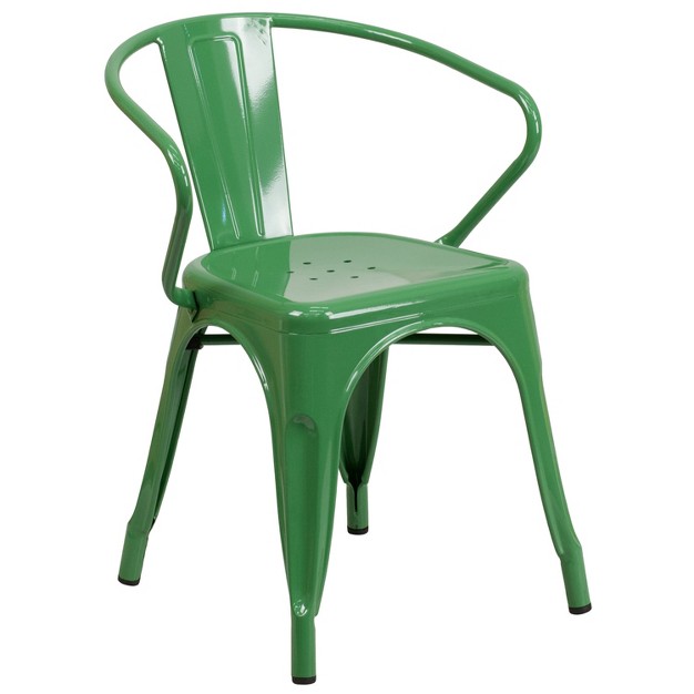 Emma And Oliver Commercial Grade Colorful Metal Indoor outdoor Chair With Arms