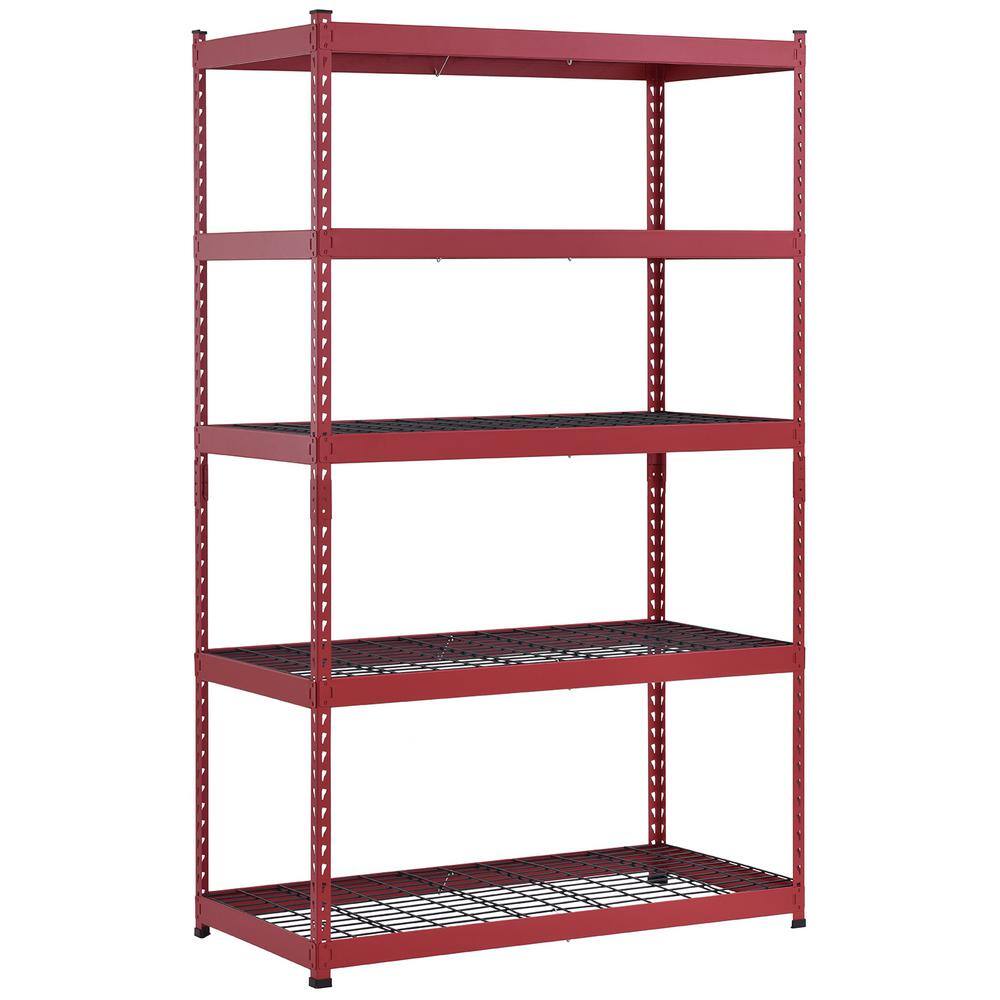 Husky 5-Tier Heavy Duty Boltless Steel Garage Storage Shelving Unit in Red (48 in. W x 78 in. H x 24 in. D) N2R482478W5R