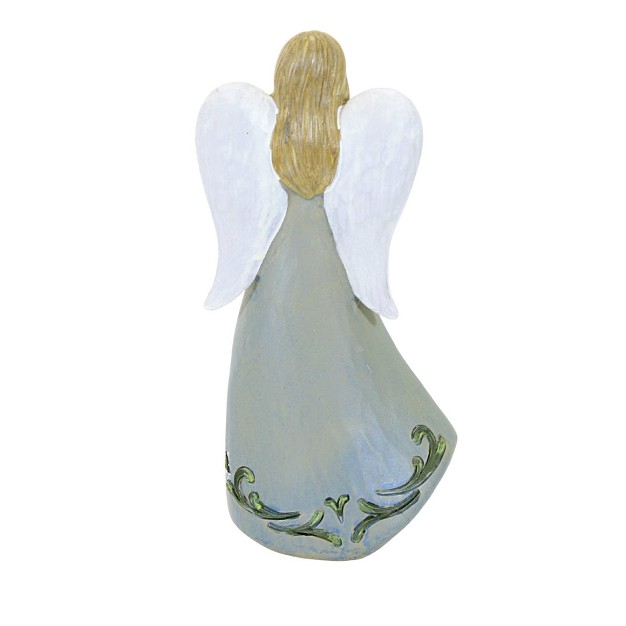 Religious Butterfly Angel One Figurine 7 25 Inches Flowers Figurine 14396 Polyresin Blue