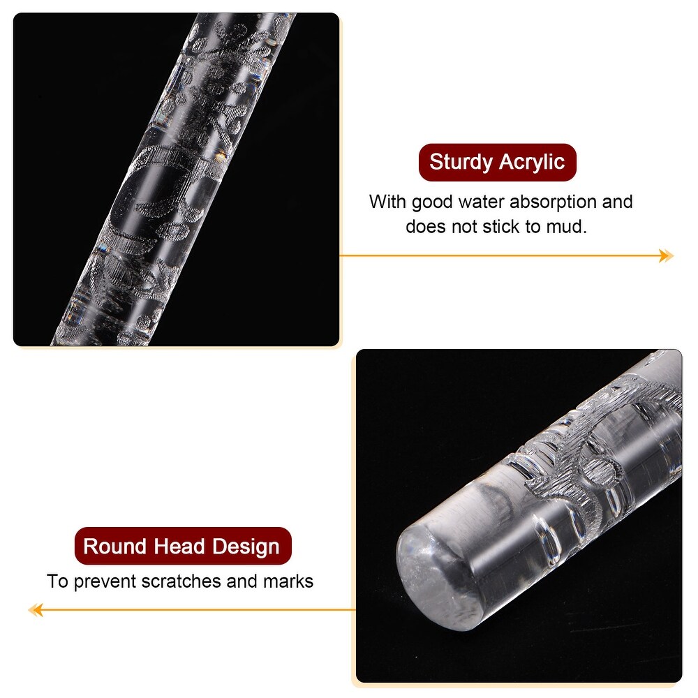 2pcs Acrylic Embossed Rolling Pin 16cm x 1cm Floral Pattern   Transparent