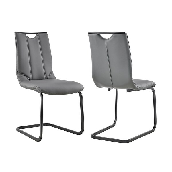 Pacific Modern Metal and Grey Upholstered Dining Chairs - Set of 2