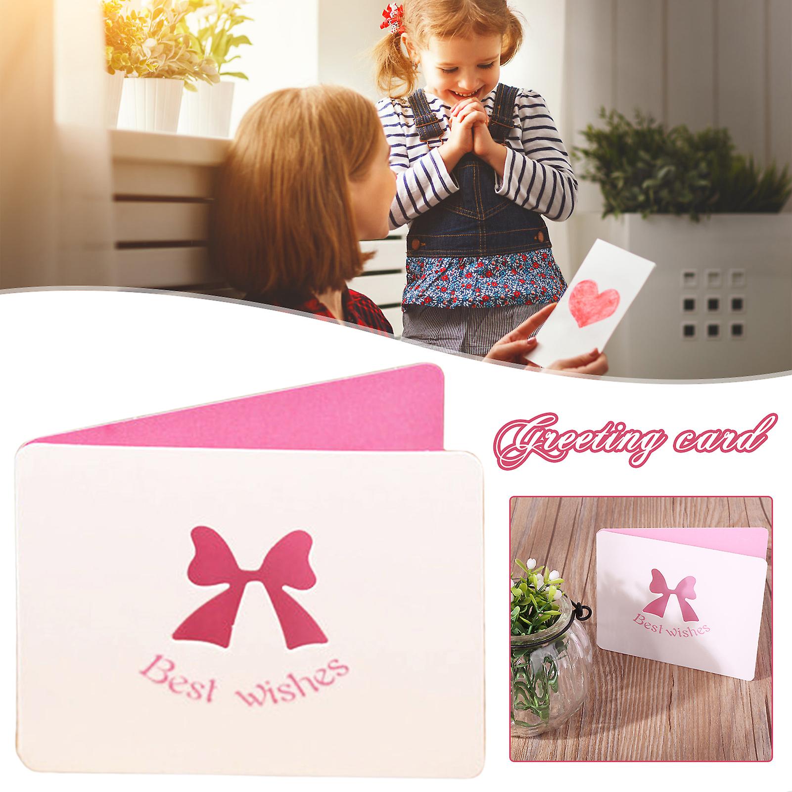 Pink Bow Greeting Card Diy Handwritten Card Folding 3d Valentine's Day Postcard(pink Bow)