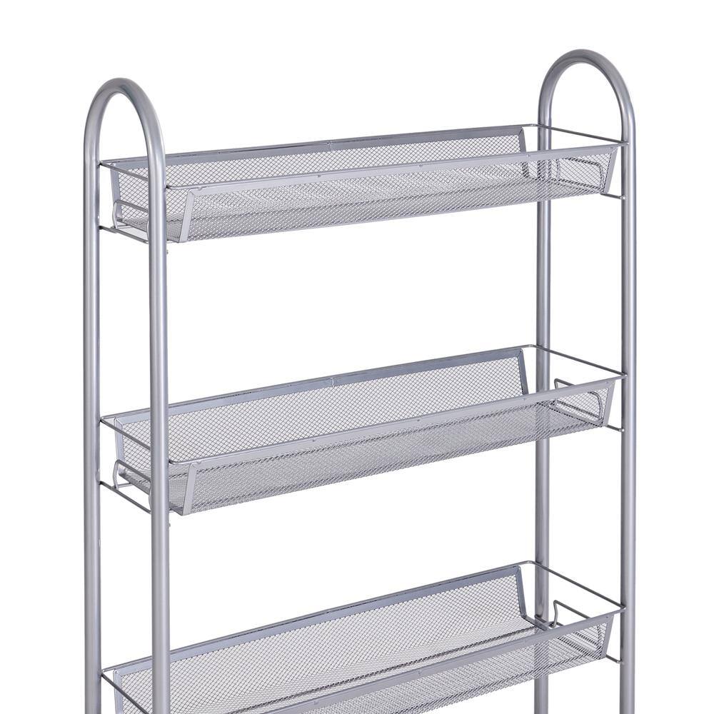 Karl home Storage Steel Removable 4-Wheeled Cart in Silver 302589548066