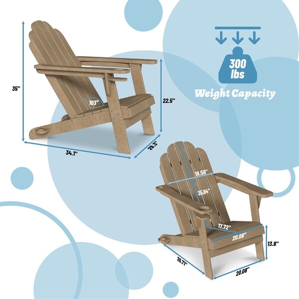 Casainc Traditional Curveback Plastic Patio Adirondack Chair with Cup Holder and umbrella holder Outdoor