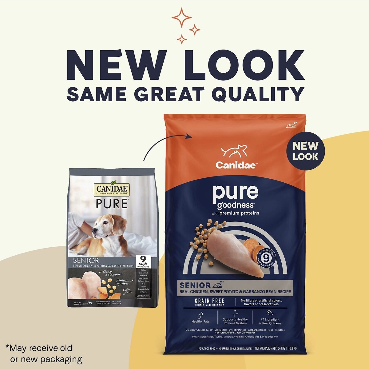 CANIDAE Pure Goodness Senior Chicken， Sweet Potato and Garbanzo Bean Recipe Dry Dog Food