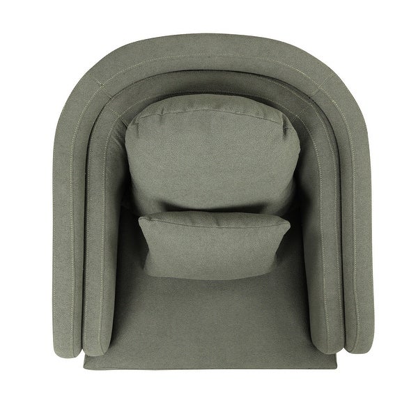 Modern Living Room Accent Chair Velvet Arm Chair Upholstered Barrel Chair Metal Leg Club Chair with Lumbar Pillow， for Bedroom