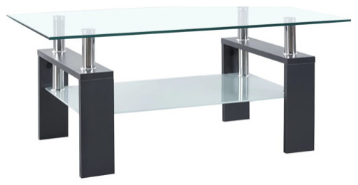 vidaXL Coffee Table End Table Sofa Table Black and Transparent Tempered Glass   Contemporary   Coffee Tables   by vidaXL LLC  Houzz