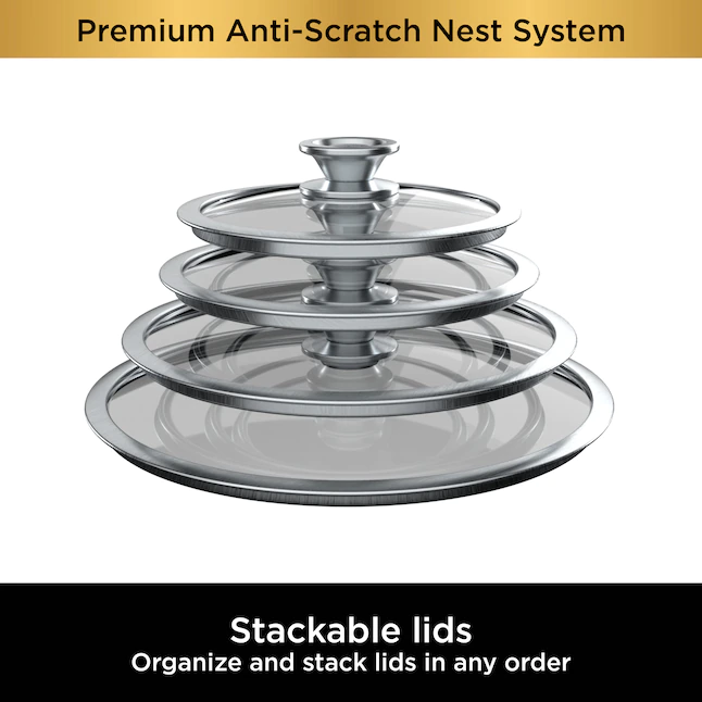 Ninja C59500 Foodi NeverStick Premium Anti-Scratch Nest System， 10-Piece Cookware Set