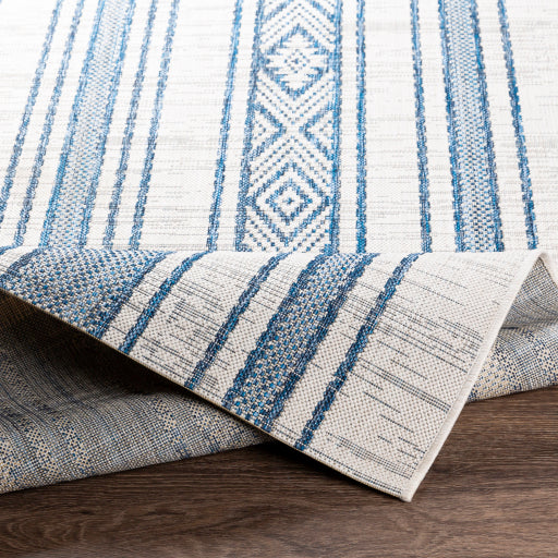 Eagean Indoor/Outdoor Striped Bright Blue Rug