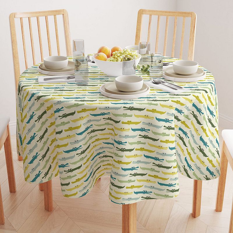 Round Tablecloth， 100% Polyester， 60 Round， Funny Gators