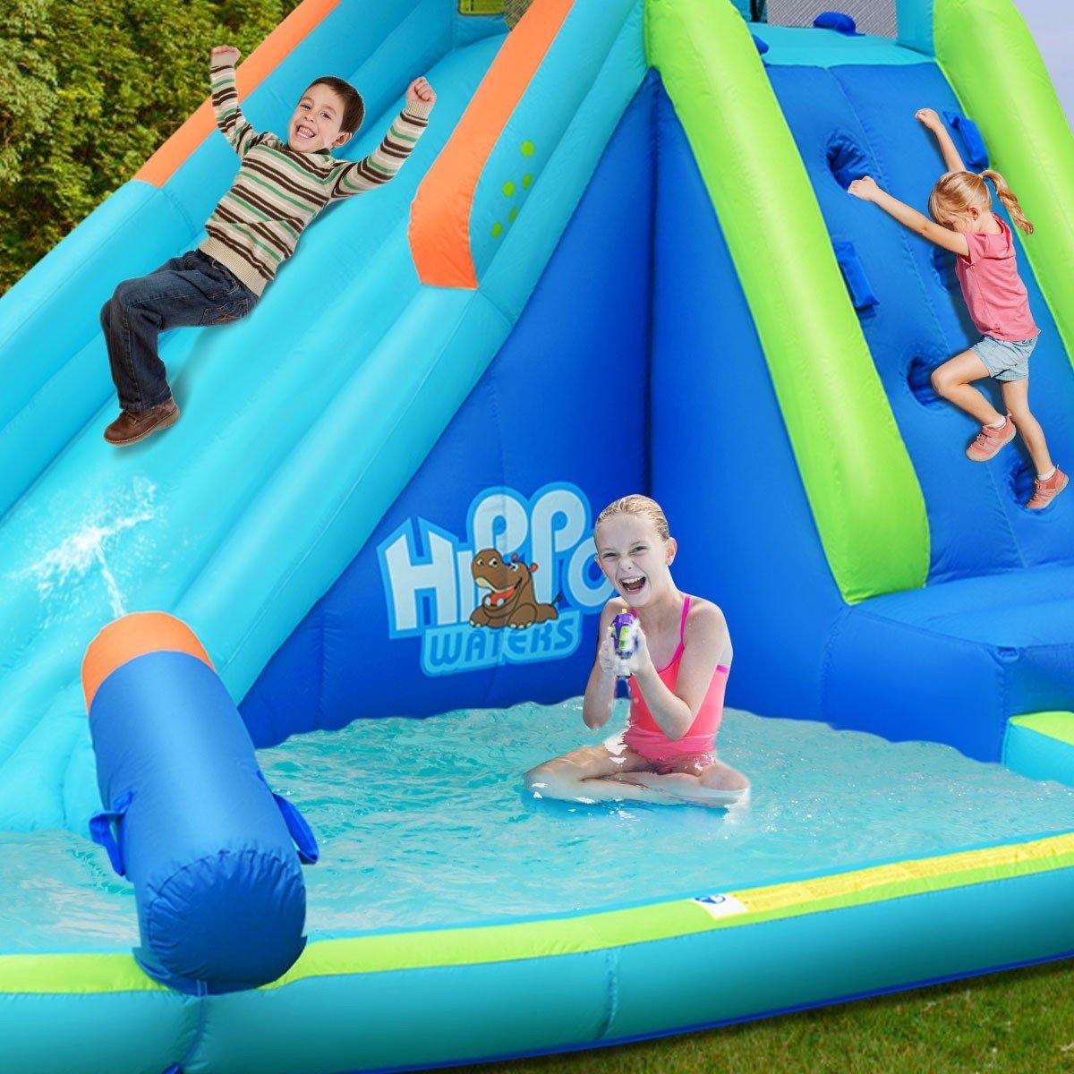 Inflatable Water Slide, Hippo Themed Bounce Hous