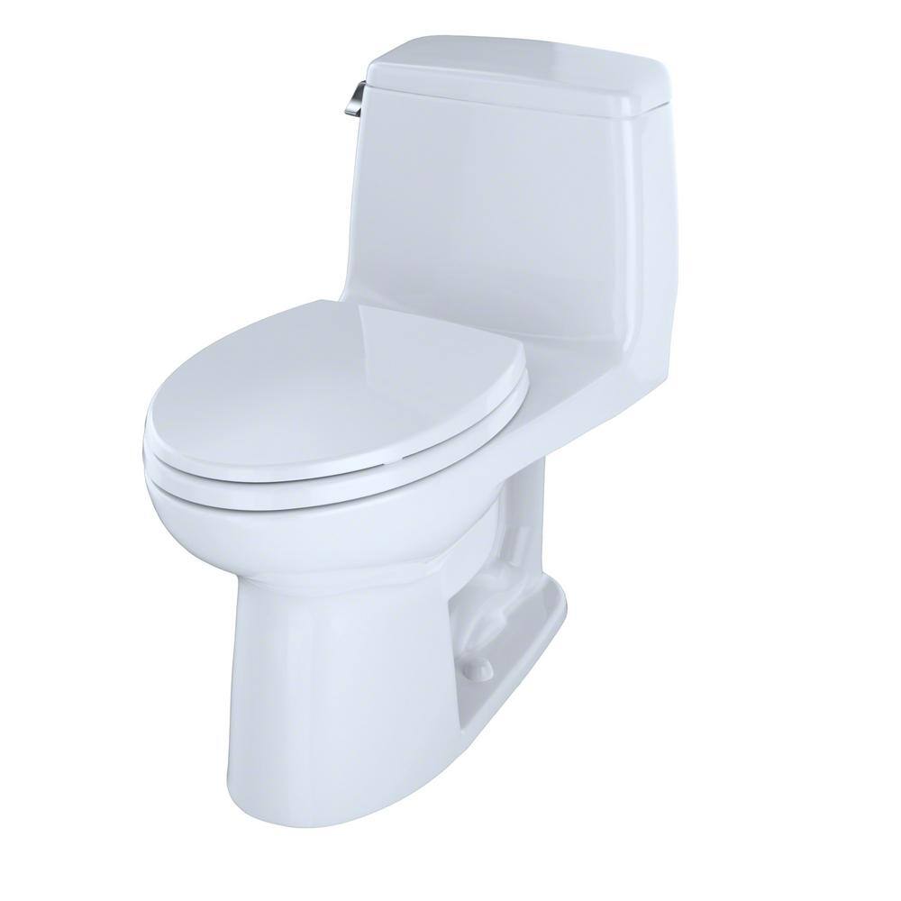 TOTO UltraMax 1-Piece 1.6 GPF Single Flush Elongated ADA Comfort Height Toilet in Cotton White SoftClose Seat Included MS854114SL#01