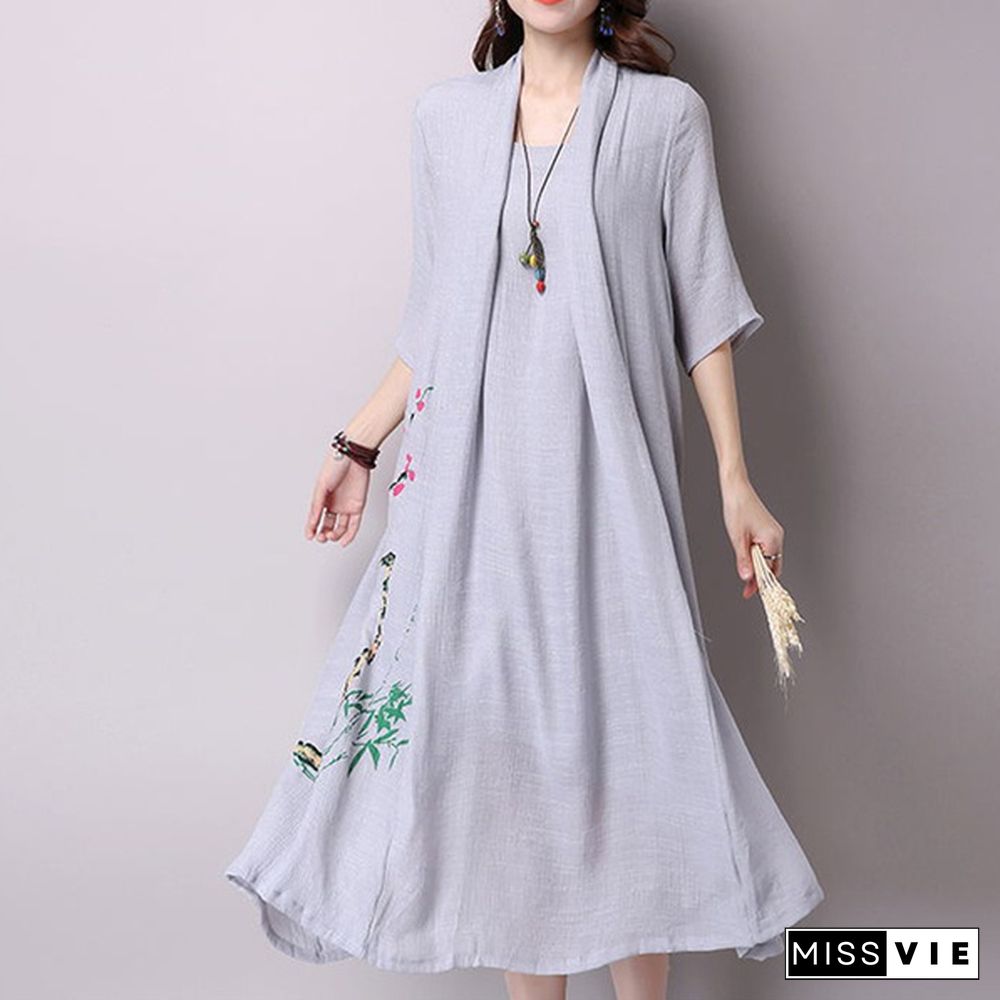 Spring Summer Women's Dress Plus Size Vintage Casual Fashion Half Sleeve Office Elegant One Piece Ladies Fashion Dresses