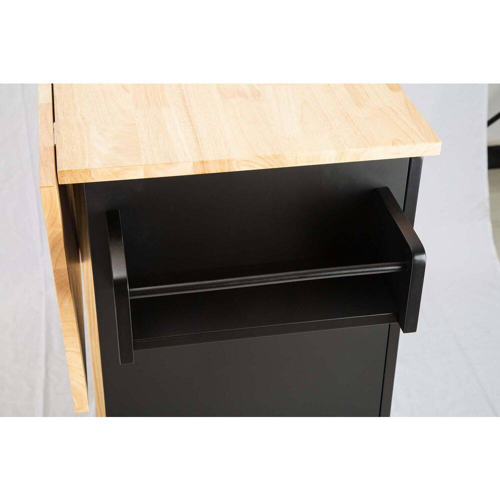 Whatseaso Large Kitchen Island With Cabinet 3-Shelves and 3-Drawers in Black SEP-110513279