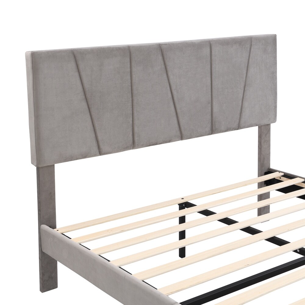 Modern Queen Size Upholstery Platform Bed with One Drawer