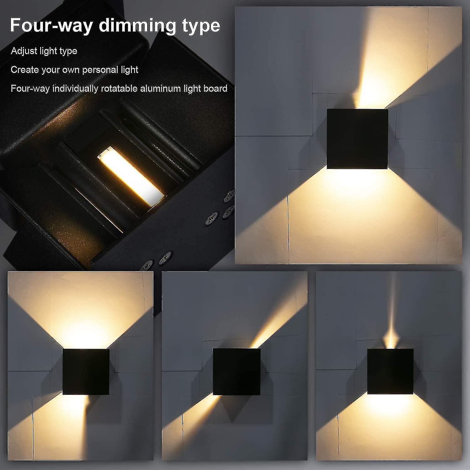 Wall Light 12w* 2 Black Led Wall Lights Waterproof Ip65 Up And Down Adjustable Light Lamp Design 3000k Warm White Wall Sconces For Living Room