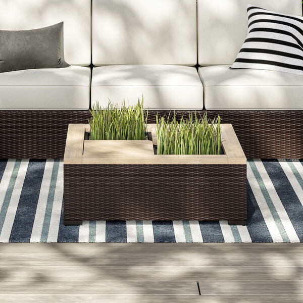 Palm Springs Rattan and Beige Outdoor Coffee Table