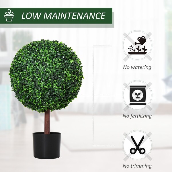 23.5 Artificial Boxwood Topiary Ball Tree，Fake Decorative Plant，Nursery Pot Included