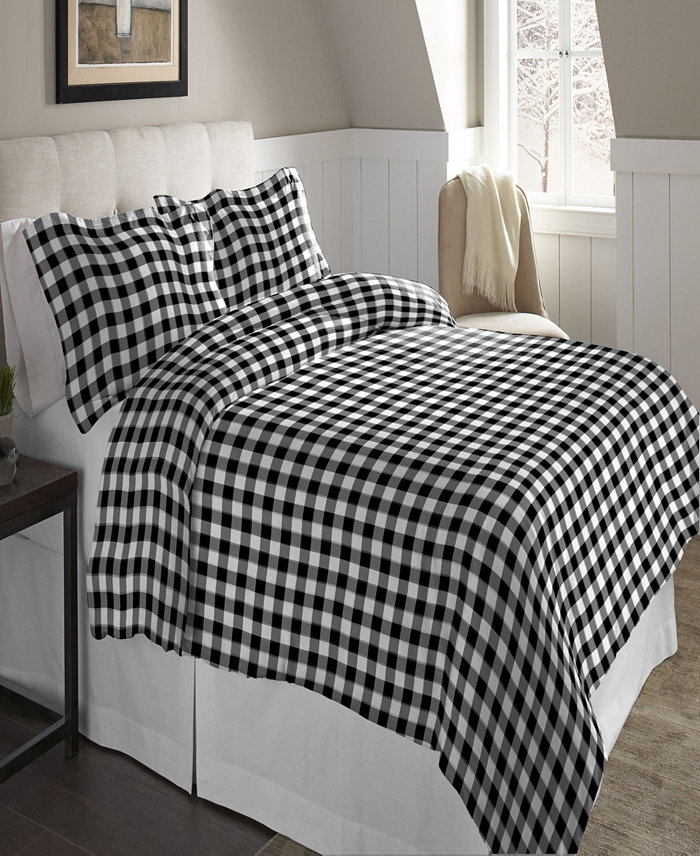 Pointehaven Buffalo Check Superior Weight Cotton Flannel Duvet Cover Set， Twin Twin XL