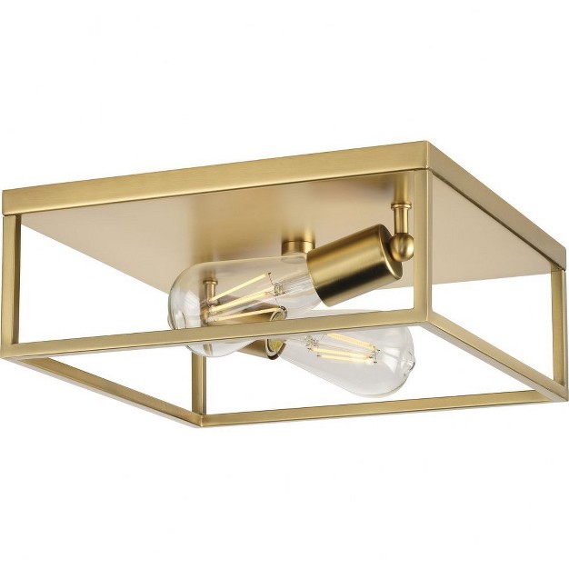 Progress Lighting Perimeter 2 light Flush Mount Satin Brass Open frame Collection Perimeter Material Steel Finish Color Satin Brass 2 light