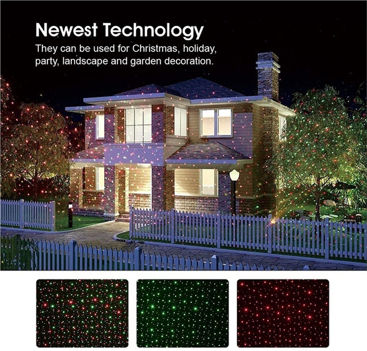 GRNSHTS Christmas Laser Lights Projector Red and Green Star Laser Lights Show for Outdoor Decorations Waterproof Landscape Lighting Ornament for Christmas and Holidays (Without Remote)