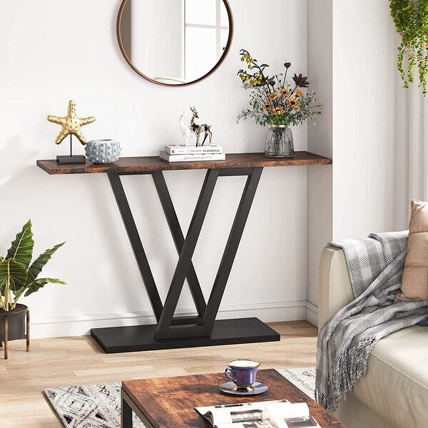 Console Sofa Table， Industrial Entryway Table for Hallway