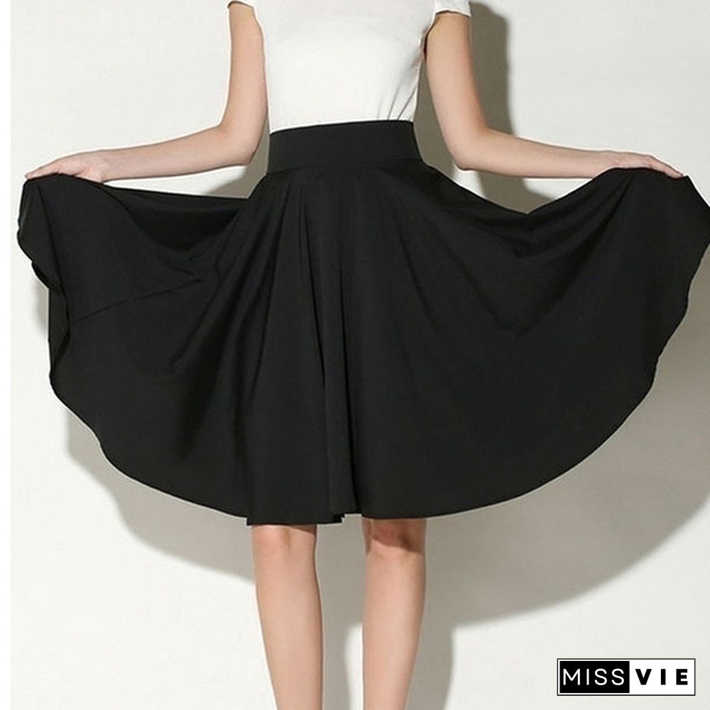 Summer Casual A-Line High Waist Skirt Vintage Pleated Skirt