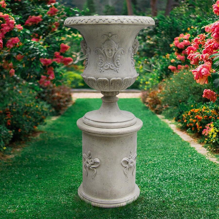 Design Toscano Set Of Flora Urn And Plinth