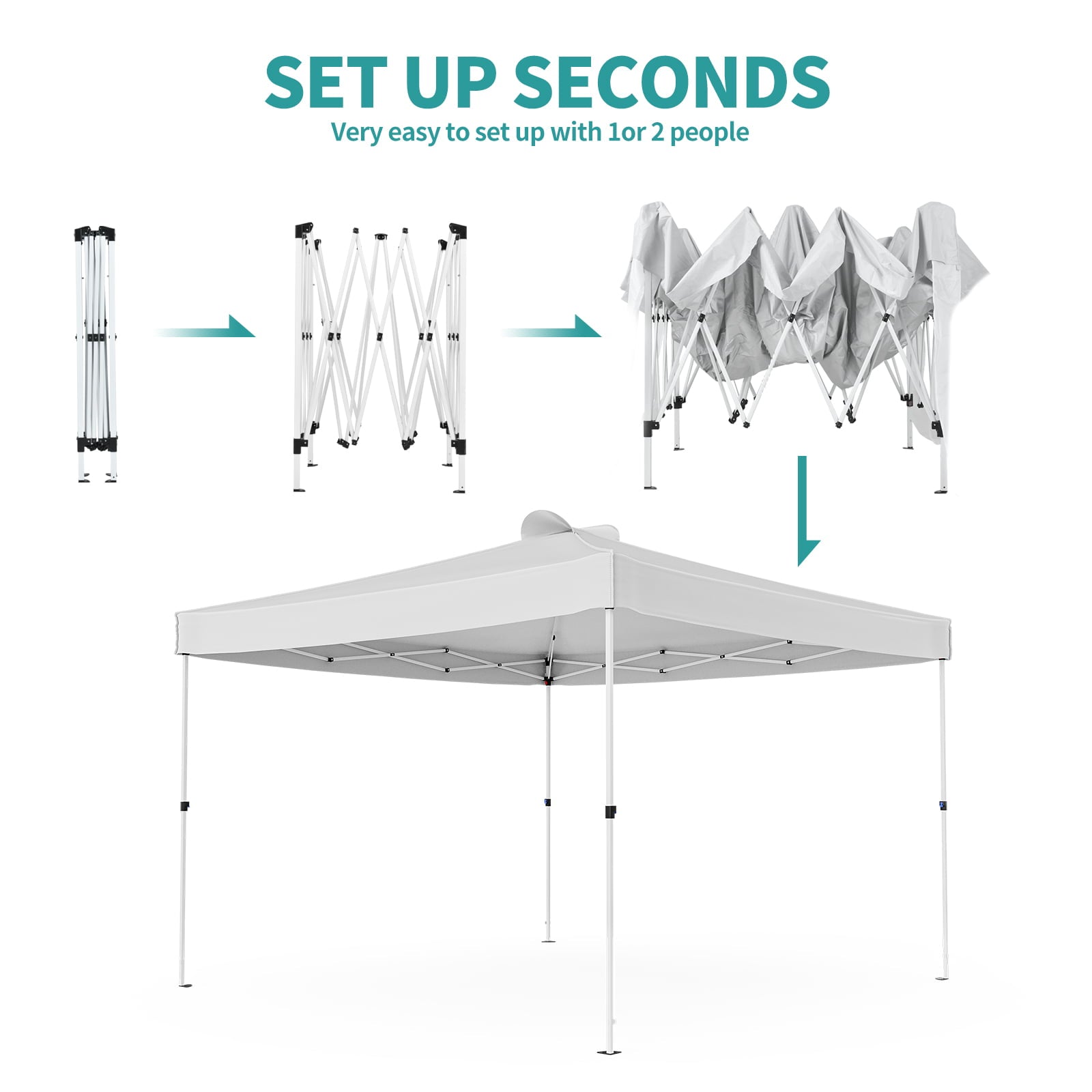 JOINATRE 10 x 10 Pop Up Canopy, Easy Set Up Outdoor Canopy Tent, Instant Folding Ez Up Canopy Commercial Gazebo Shelter, Air Vents, UV Protection with Carry Bag for Patio Party Camping, White