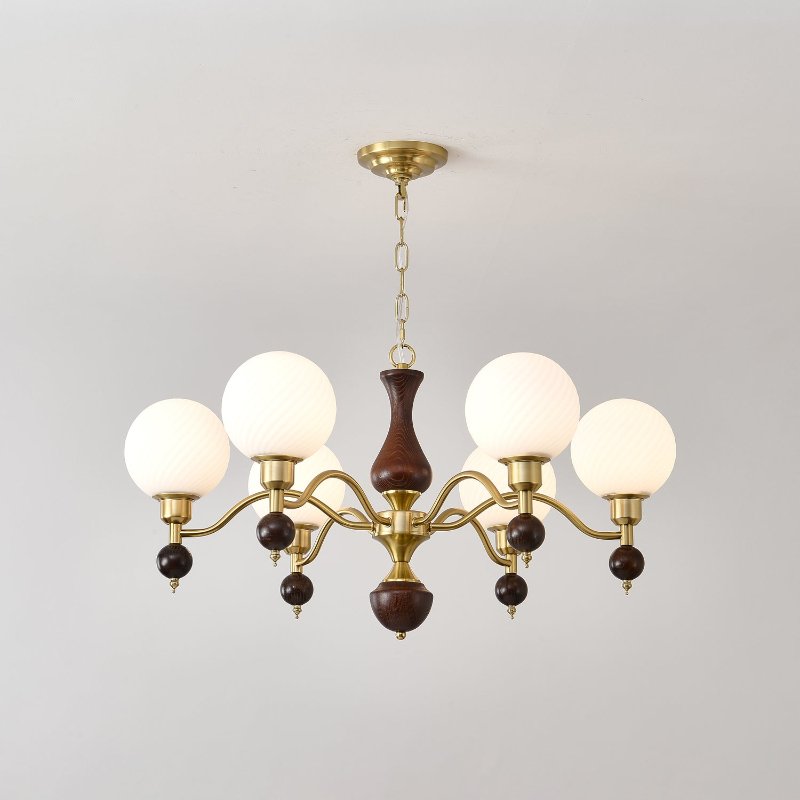 Globe Orb Wood Chandelier