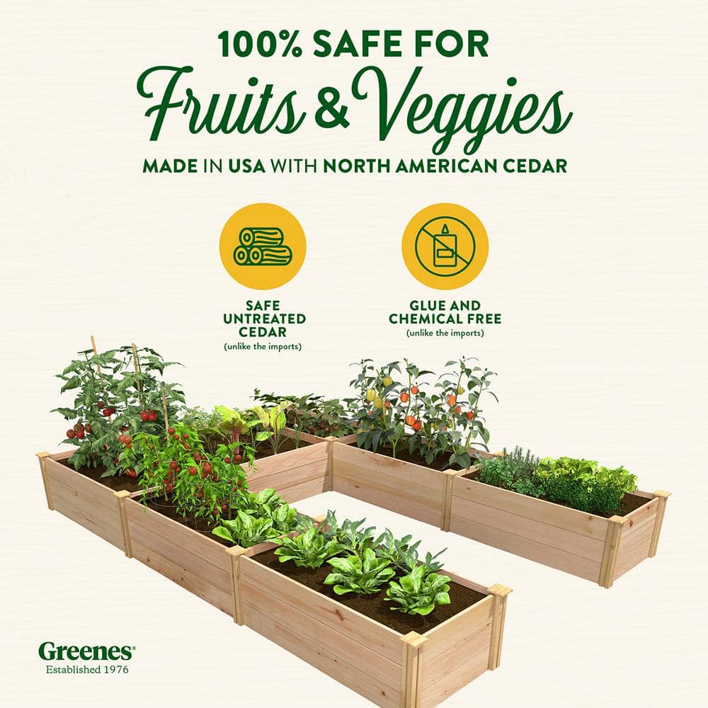 Greenes Fence 8 ft. x 12 ft. x 16.5 in. Premium Cedar U-Shaped Raised Garden Bed RCUSB8X12