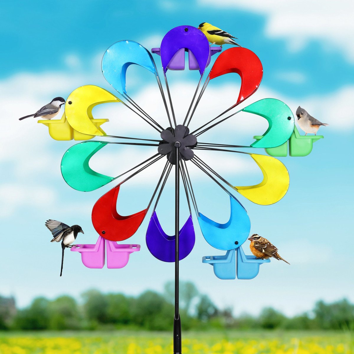 Exhart Coney Island Hand Painted Ferris Feeder Bird Feeder and Spinner