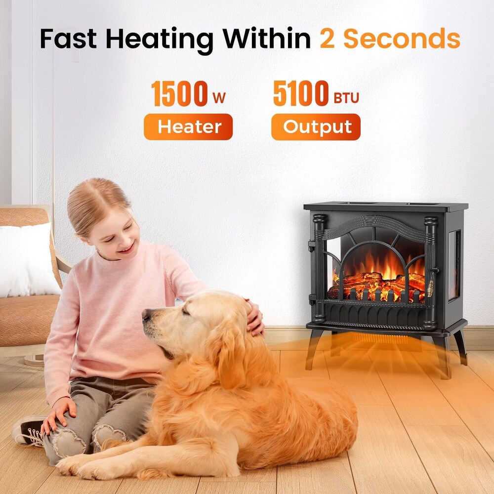 Electric Fireplace Heater  1000/1500W Electric Fireplace with Realistic Flames Effect  ETL Certificated Overheating Protection