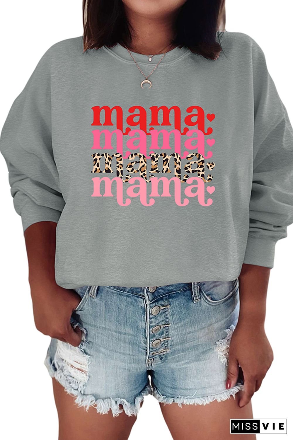 Mama Valentines Leopard Sweatshirt Wholesale