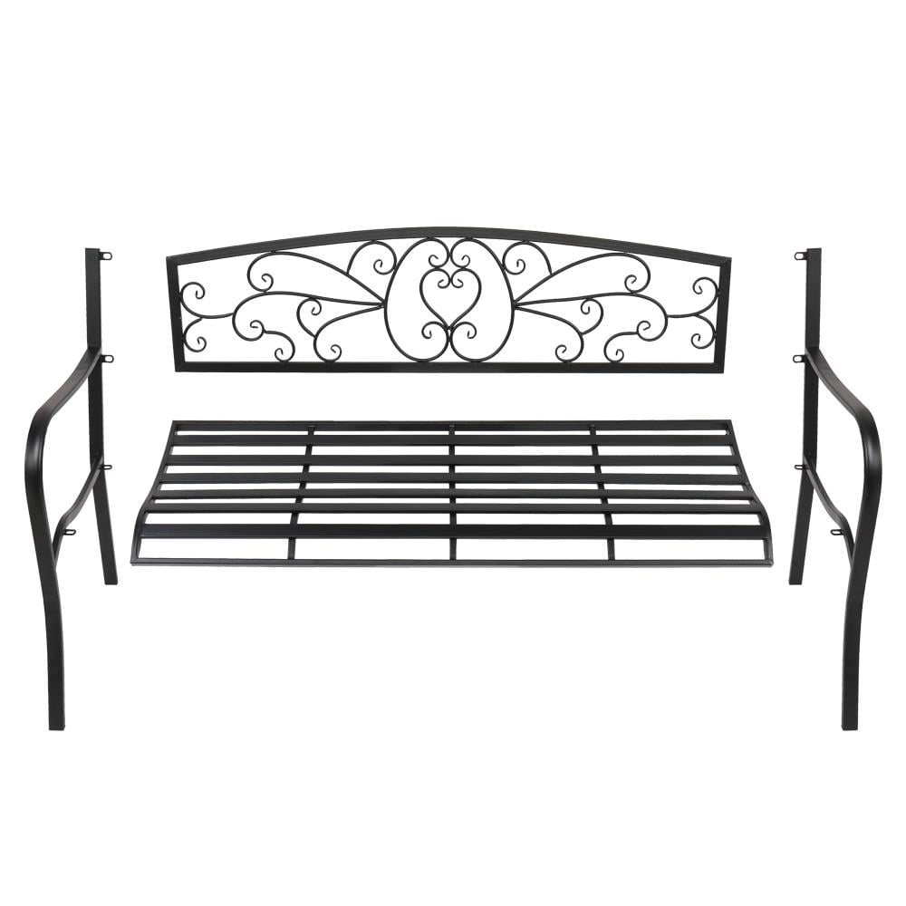 UBesGoo Outdoor Park Patio Courtyard 51" Leisure Iron Bench, Garden Bench, Black