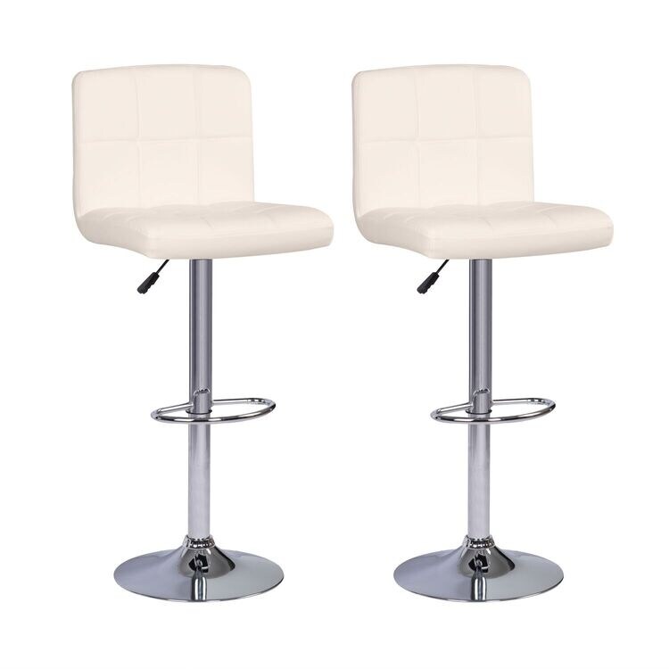 Elle Adjustable Bar Stools Set of 2 Swivel Bar Chair Leather White Bar Stools Set of 2 Counter Height Bar Stools Set of 2