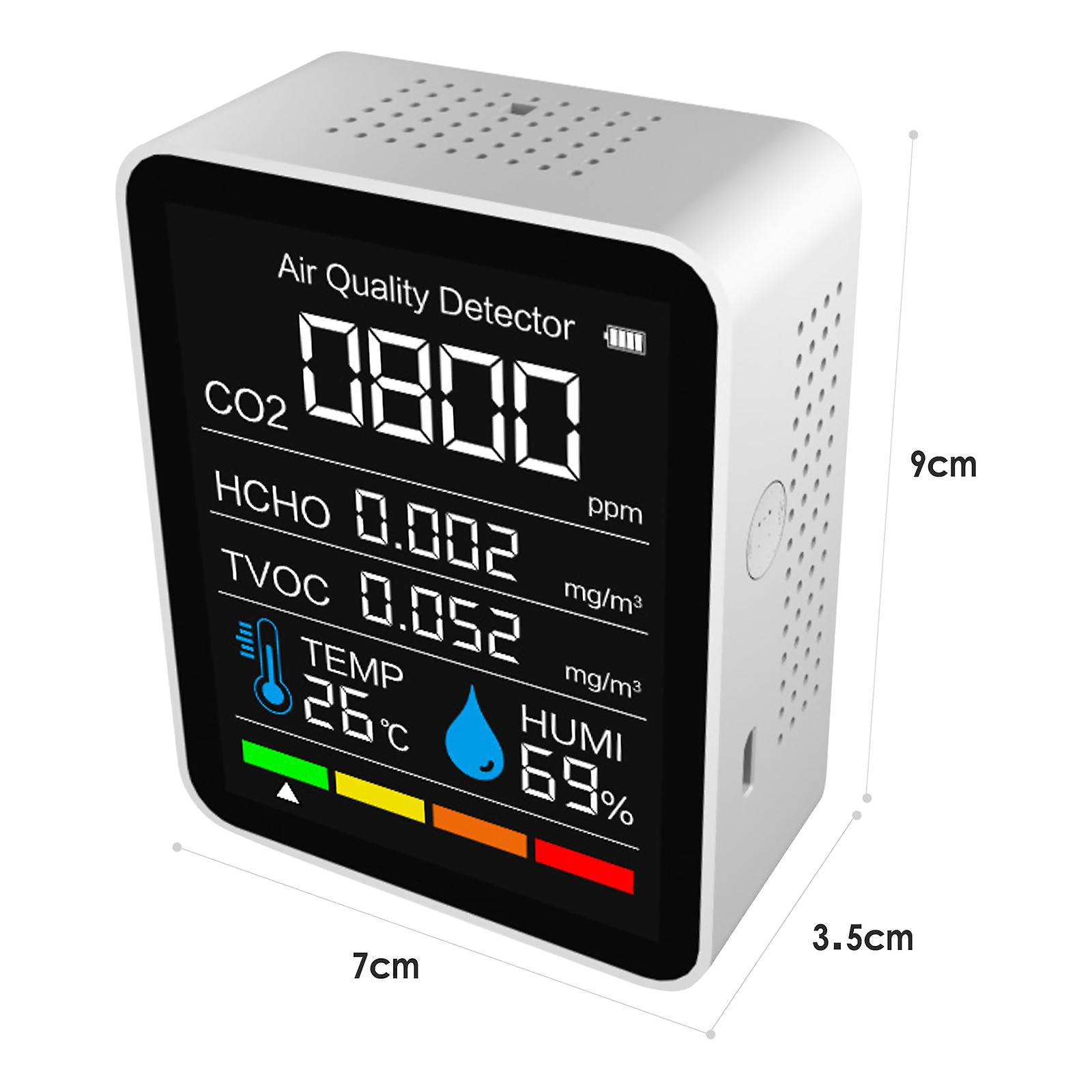 Air Quality Monitor Carbon Dioxide Meter 5in1 For Test Temperature Humidity Carbon Dioxide Tvoc Hcho Bt App 1440 Groups Of Data Purple