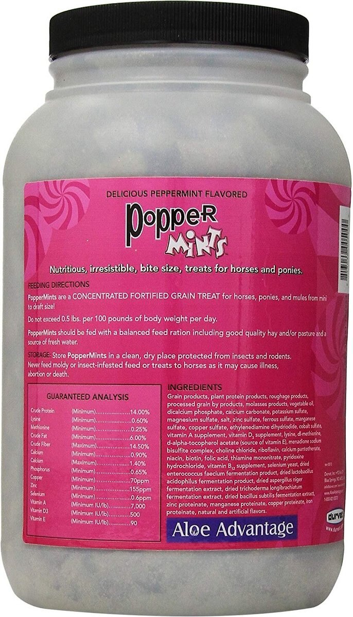 Durvet Popper Mints Horse Treats， 5-lb bottle