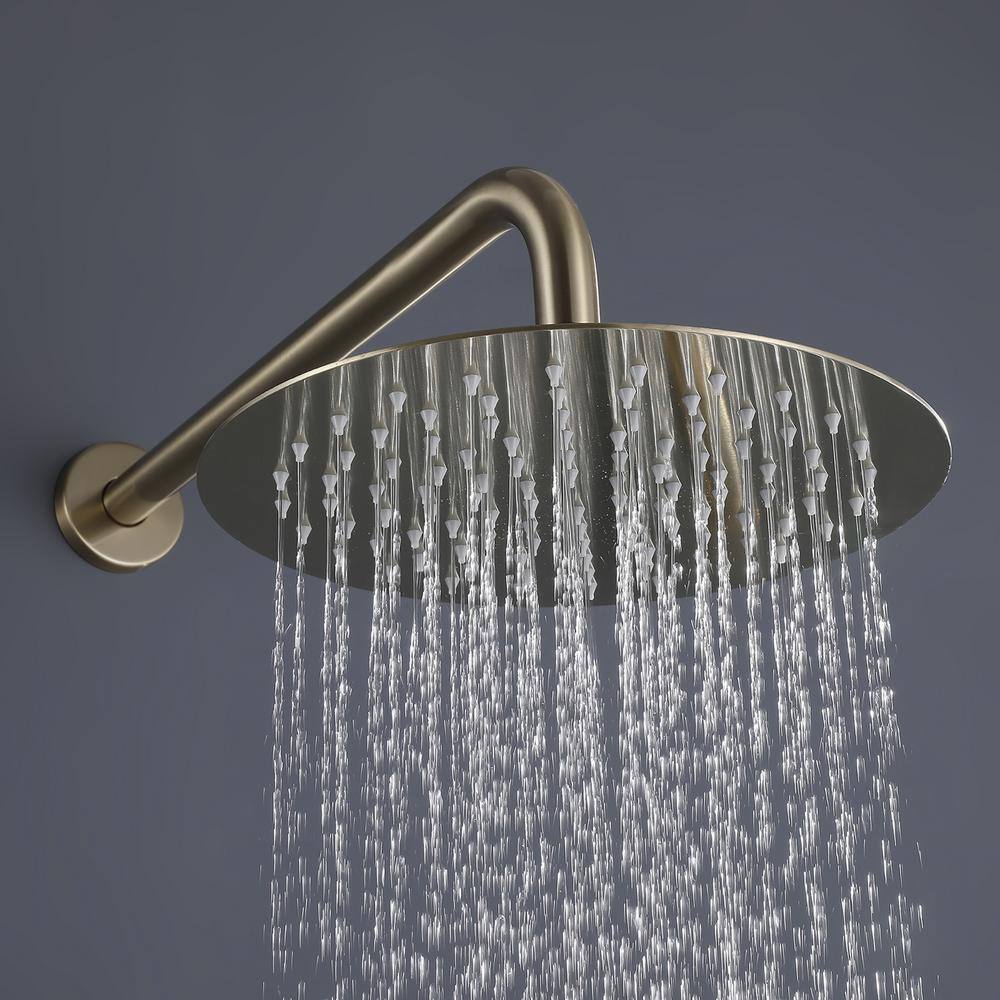 matrix decor 1-Spray Round Wall Bar Shower Kit with Hand Shower in Brushed Gold MD-RCS81010BG