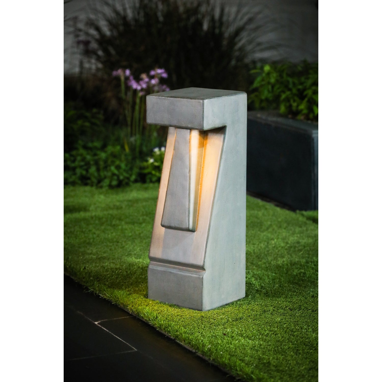 Luxen Home Cement 23.25in.H Easter Island Tiki LED Solar Bollard Light