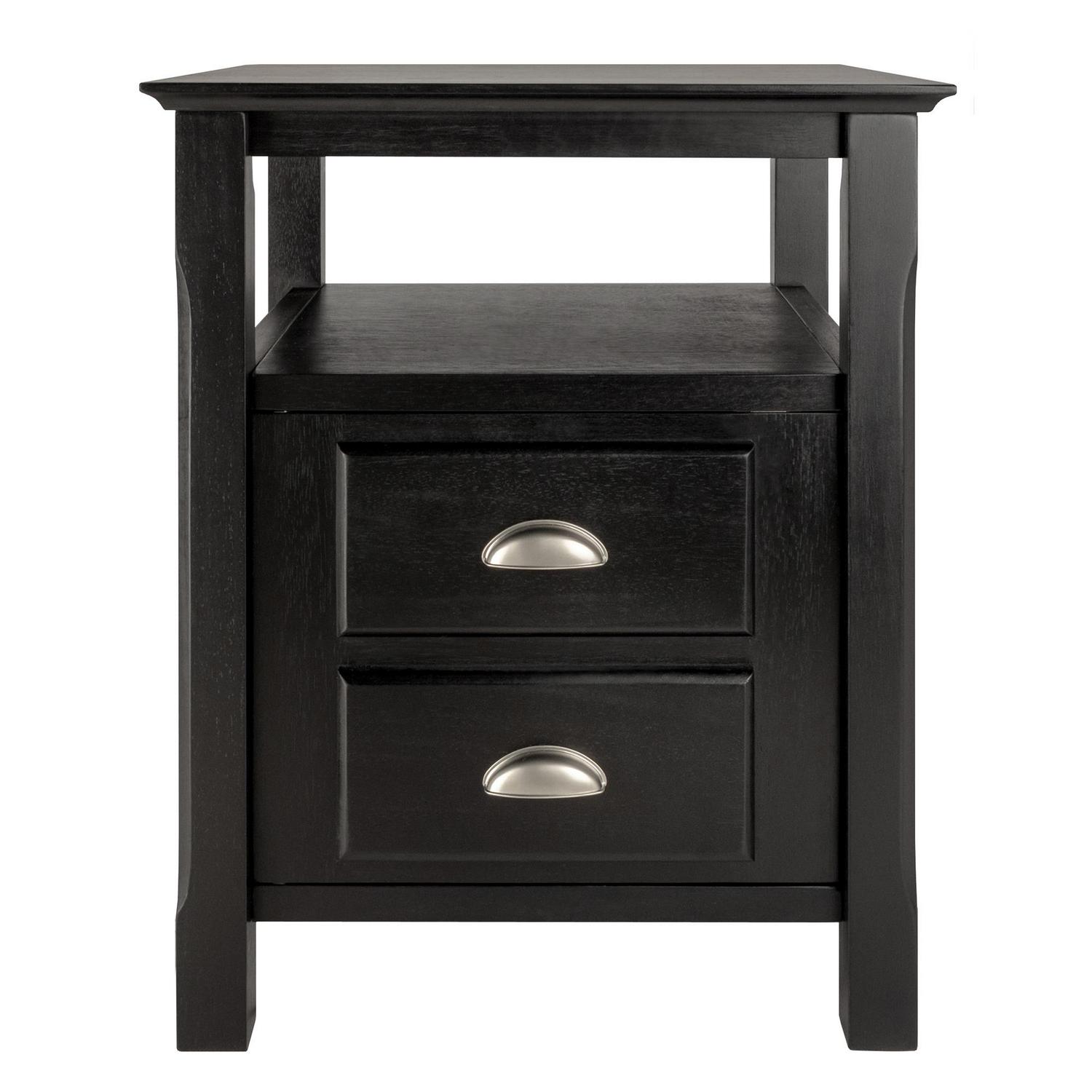 Winsome Wood Timber Nightstand with Door， Black Finish