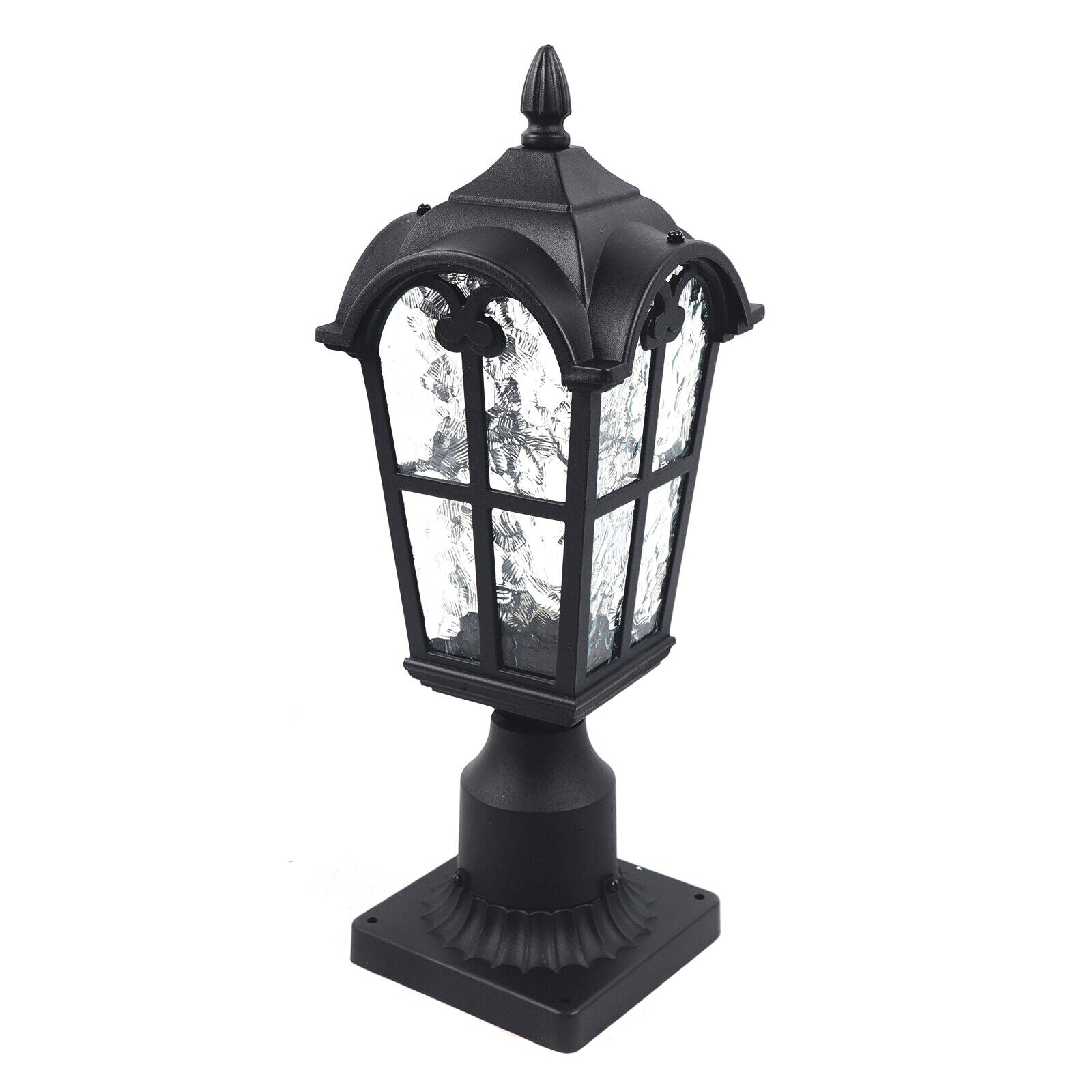 ZhdnBhnos Vintage Post Pole Pillared Light Outdoor Garden Driveway Patio Yard Lantern Lamp Fixture with Pier Waterproof Black