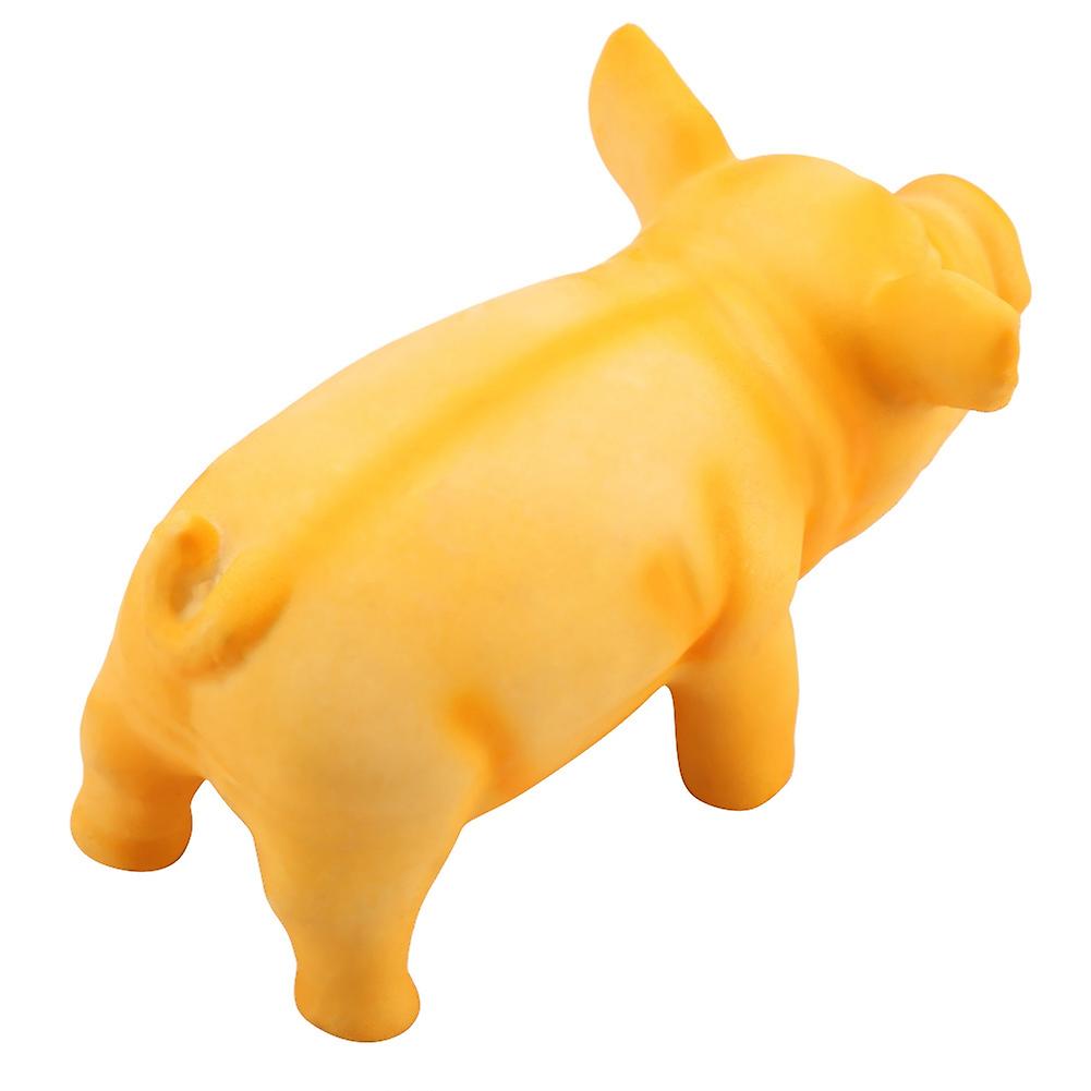 Cute Pig Grunting Squeak Latex Pet Chew Toys For Dog Puppy Toy(yellow)