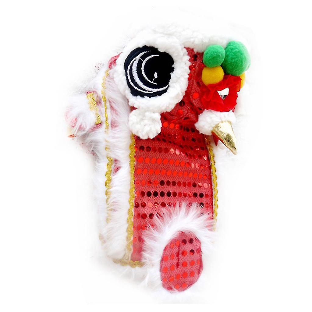 Red Yellow Dance Lion Pet Costume With Sequins Shining New Year Cat Dog Decor Jumpsuit Pajamas Soft Warm Snowsuit Apparel