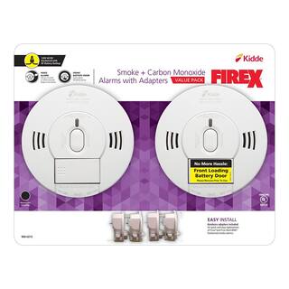 Kidde Firex Smoke and Carbon Monoxide Detector Hardwired with Battery Backup and Voice Alarm Adapters Included 2-Pack 21029889