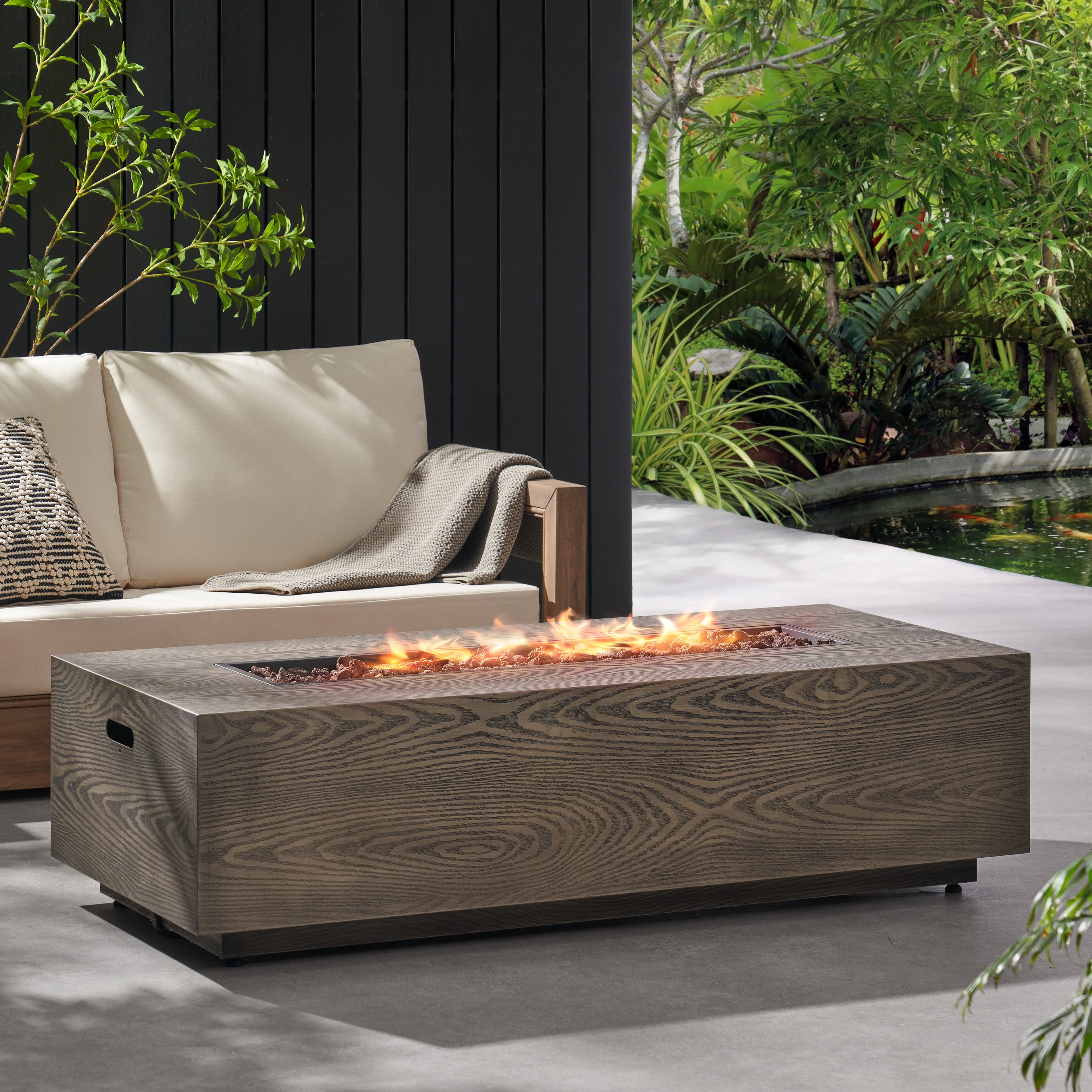 Hearth Outdoor 50,000 BTU Iron Rectangular Fire Pit (No Tank Holder)