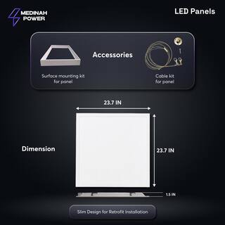 MEDINAH POWER 2x2 LED Back-Lit Panel Adjustable Watt and CCT with 12V Aux and Usmart Cover (4-Pack) DPS-22-U-P-S-ET-4